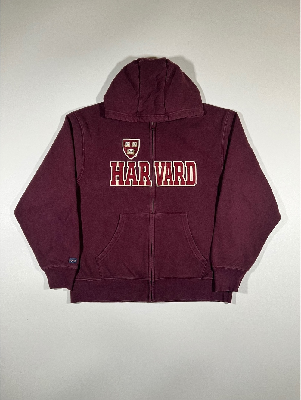 Harvard University Maroon Full Zip Hoodie Jansport Veritas Crest Sweatshirt